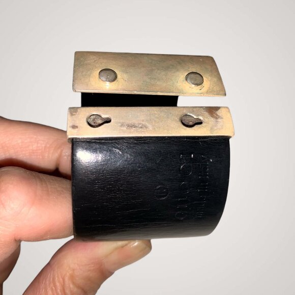 Gucci Black Leather Sterling Silver Bangle Cuff Bracelet - Picture 2 of 4